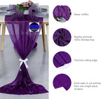 MDS Halloween Chiffon Table Runner - 15 Pack, 29 x 170 Inches, 14ft Each - Sheer Spooky Table Runners for Haunted House Parties, Trick-or-Treat Tables, Witchy Décor, Wedding & Events - Cadbury Purple