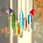 HDCRYSTALGIFTS 7pcs Prisms Crystal Suncatchers for Windows Hanging Rainbow Maker Sun Catchers with Crystals Indoor Outdoor Home Garden Decor