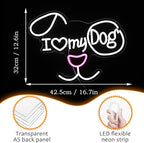 I Love My Dog Neon Sign for Wall Decor Funny Dog Neon Light Powered by USB Dimmable LED White Red Light Up Sign for Pet Shop Bedroom Animal Theme Party Decor Great Idea(16.7 * 12.6In)