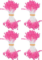 600-Pack Flower Stamens for Crafts, 5mm Double Heads Artificial Pearl Floral Pistil Mini Flower Pollens Stamens for DIY Making/Wedding/Scrapbook Decoration [Rose Red]