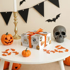 LeZakaa Halloween Wrapping Paper Roll for Kids, Watercolor Ghosts Pumpkins with Bows Spooky Soft Vintage Design, for Trick-or-Treat Decor,Aesthetic Holiday Packaging, Mini Roll 17 in x 16.4 Ft