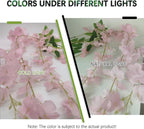 24 Pack Pink Wisteria Hanging Flowers Garland, 3.77 Feet Artificial Flower Vines, Fake Wisteria, Artificial Vines Hanging Garland for Backdrop Outdoor Yard Garden Decor