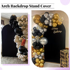 Wedding Arch Cover 6FT 7.2FT Arch Backdrop Cover Fitted Spandex Covers Set of 2 Round Top Chiara Arches Backdrop Stand Covers for Party Birthday Decoration（Black