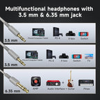 OneOdio Wired Over Ear Headphones Studio Monitor & Mixing DJ Stereo Headsets with 50mm Neodymium Drivers and 1/4 to 3.5mm Jack for AMP Computer Recording Podcast Keyboard Guitar Laptop - Silver