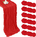 6 Pack Red Cheesecloth Fall Table Runner 10ft Boho Gauze Fabric Cheese Cloth Thanksgiving Christmas Table Runner 35 x 120 Inch Rustic Sheer for Wedding Decor Bridal Shower Party Centerpiece Decoration
