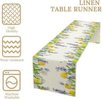 Floral Tulip Lavender Table Runner, Spring Watercolor Flower Plants Nature Butterfly Table Runner for Kitchen Dinner Living Room Home Party, 13x120 Inch