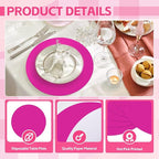 50 Pieces Hot Pink Paper Place Mats Round Disposable Table Mats Decorative Placemats for Wedding Bridal Shower Hot Pink Birthday Party Dining Decor