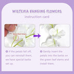 24 Pack Light Purple Wisteria Hanging Flowers Garland, 3.77 Feet Artificial Flower Vines, Fake Wisteria, Artificial Vines Hanging Garland for Backdrop Outdoor Yard Garden Decor