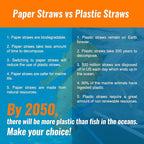 Weemium Paper Straws Disposable - 200 Pack - Durable & Non-Soggy Striped Paper Straws for Drinking in 10 Colors - 100% Biodegradable & Eco-Friendly for Parties, Events, Crafts & Everyday Use