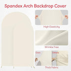 Set of 2 Arch Backdrop Cover Beige High Elastic Wrinkle-Resistant Arch Cover Spandex Fabric Thick Opaque Round Top Chiara Backdrop for Weddings Birthday Baby Shower Garden 6.6FT, 8FT