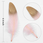 Larryhot Dipped Gold & Pink Goose Feathers for Crafts - 6-8 inch 60 pcs Natural Feathers for Wedding Party Decorations,DIY Crafts and Clothing Accessories (Gold & Pink)