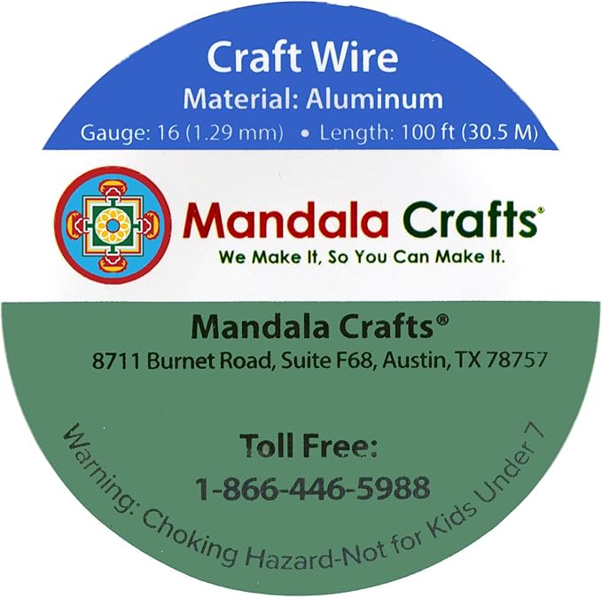 Mandala Crafts 16 Gauge Anodized Aluminum Craft Wire for Jewelry Making - 100 FT Colored Flexible Ice Blue Wire - Bendable for Bonsai Armature Crafting Sculpting