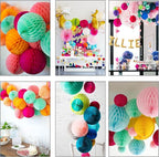 CC wonderland zone 12pcs Hot Pink and Orange Paper Honeycomb Balls,6" & 10" Hanging Tissue Pom poms for Birthday Party Decoration(Hot Pink,Pink,Orange)
