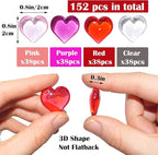 Acrylic Heart Gems for Valentine Vase Filler Decor,152 Pcs Red Pink Heart Shaped Stones for Wedding Valentines Bowl Filler,Table Scatter Decorations and Crafts