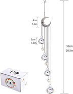 Hanging Clear Crystal Suncatcher Ornaments with Moon Decor Rainbow Maker Crystal Beads Ball Prisms Pendant