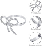 Pack of 12 Napkin Rings Alloy Hollow Out Flower Napkin Holder Dinning Table Napkin Ring for Dinner Parties Wedding Banquet Table Setting Family Gatherings Table Decor（Silver，12）