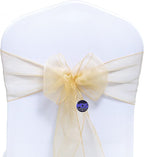 MDS Pack of 25 PCS Organza Chair Sashes Wider Dining Chair Bows Ribbon Tie Back for Wedding Party Birthday Bridal Shower Reception Event Banquet Home Chair Cover Decoration - Beige