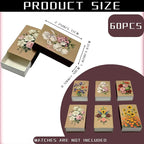 60pcs Flower Match Boxes, 2.25x1.42x0.59in Bulk Fall Spring Floral DIY Light Brown Storage Containers Holders Double-Sided Strikers Wedding Bridal Baby Shower Birthday Party Favor, No Matches Included