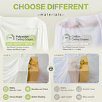 PartyVillage 20ft×15ft Ivory Backdrop Curtain for Wedding Parties, 4 Panels Wrinkle Free 15 FT Long Polyester Photo Backdrop Drapes Back Drop Cloth for Birthday Photography Background