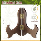 Tatuo 4 Packs Wooden Display Stand Decorative Plate Stands for Display Picture Frame Holder Easels(Brown,4 Inch)