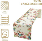 Floral Butterfly Table Runner Seasonal Spring Flower Bird Table Decoration Table Runner for Home Party Decoration 13x120 Inch