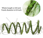 118 inch Medium Malleable Artificial Green Tree Branches Grapevine Garland Fake Cherry Blossom Tree Trunk Twigs for Wall Hanging Willow Ivy Home Room Wedding Decoraton