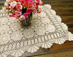 Cotton Handmade Crochet lace Table Runners Rectangular Tablecloth Doilies Doily Table Dresser Scarf Décor,19x35Inch,Beige