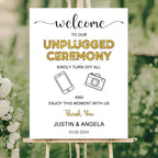 Unplugged Ceremony Sign with Icons – Fun & Bold Wedding Yard Sign – No Phones or Cameras – Modern Welcome Sign for Outdoor Weddings