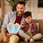 50 Pcs Popcorn Boxes Mini Paper Popcorn Box Cardboard Popcorn Container for Party Disposable Snack Candy Popcorn Bags Popcorn Holder for Movie Nights Birthday Wedding (Light blue,White)