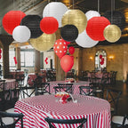 Black Red White Paper Lanterns Decorative 12pcs Party Hanging Decorations for Party Bridal Shower Wedding Baby Shower Graduation Anniversary Room Decor