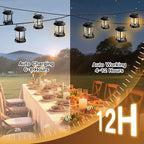 Solar Lights Outdoor Hanging Lantern, Solar Lanterns Waterproof for Patio Decor with Clip, Retro High Brightness Solar Powered Hanging Lamp for Garden, Path, Walkway, Porch, Pack 2