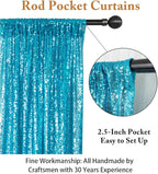 ShinyBeauty Sequin Backdrop Curtains 4 Panels Aqua 2FTx8FT Sequin Fabric Photo Backdrop Curtains Turquoise Glitter Curtains for Party