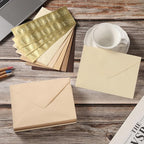 50 Pack Colored A7 Invitation Envelopes 5x7 with Gold Stickers for Cards and Invitations, 5 Colors (Brown, 5 1/4 x 7 1/4 inches)
