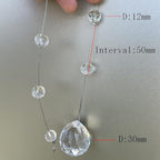 Clear Crystal Beads Strands Glass Beads String Hanging Decor for Wedding Arch Centerpieces Curtain Chandelier Ornaments Door Ceiling Beaded Drapes Decoration Accessories(2 Feet 5pcs)