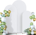 Spandex Anti Wrinkle Arch Backdrop Cover - High Elastic Fitted Arch Stand Cover Set of 3, White Round Top Chiara Backdrop for Wedding Birthday Party Garden Decor 6Ft, 6.6Ft, 7.2Ft