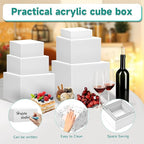 6Pcs Buffet Risers,Food Risers for Buffet Table Display Stand Shelf for Party Catering Dessert Jewelry Collectibles Acrylic Cube Boxes Display Nesting Risers (white-S(5,6,6.8,7,7.5,8)