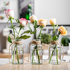 Vintage Glass Vases, Mason Jars for Centerpieces, Farmhouse Mason Jar Vase with Rope Design, Centerpiece Vases for Table, Wedding & Home Decor (9)