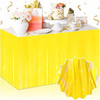 3 Pack 29 x108 Inch Macaron Yellow Foil Fringe Table Skirts Metallic Banner for Tinsel Streamer Garland Backdrop for Parade Floats Mother's Day, Graduate, Birthday, Wedding Party Decoration