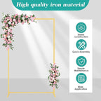 Wedding fashion arch background metal frame, (3.9, 5.2, 6.6 feet) suitable for background decoration frames such as weddings, birthdays, parties, baby showers, and photography (gold, 3.9*6.6)