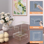 Buffet Risers, Food Display Risers for Party, Crystal Clear Acrylic Risers Display Stand for Buffet Table, Catering Displays for Dessert, Cube Box Nesting Riser with Hollow Bottom
