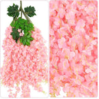 Wisteria Hanging Flowers,Fake Hanging Flowers Wisteria artificiales Garland for Home Wedding Arch Floral Party Garden Ceremony Outdoor Decor,3.6 feet Long(36,Pink)