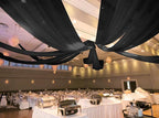 6 Panels Black Ceiling Drapes for Wedding 5ftx20ft Ceiling Drapes Wedding Arch Draping Fabric Cheesecloth Sheer Curtain Romantic Ceiling Decorations for Weddings Party Banquet Ceremony Stage