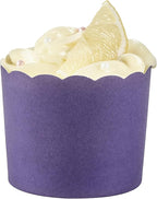 Panificio 6 Ounce Cupcake Wrappers, 200 Scalloped Baking Cups - Oven-Ready, Greaseproof, Purple Paper Cupcake Liners, Disposable, For Birthdays, Baby Showers, Or Weddings - Restaurantware