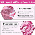6 Pack 29 x108 Inch Pink Wave Foil Fringe Table Skirts Metallic Banner for Tinsel Streamer Garland Backdrop for Parade Floats, Mother's Day, Easter, Wedding, Birthday Party Decoration