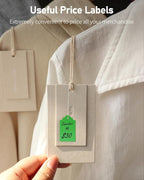 Uniclife 200 Pcs Price Tags with String Attached 1.8 Inch Writable Colored Hang Tag String Tags for Pricing Clothing Jewelry Price Display Labels Blank Merchandise Marking Paper Tag, 1.8" x 1.05"