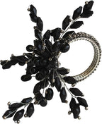 Napkin Rings Set of 12 for Dining Table Decoration Parties Everyday Metal Napkin Holder Leaf Black (Pack of 12)