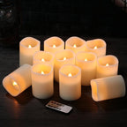 Flameless Candles Battery Operated Candles Set of 12(D:3" X H:4") Pillar Real Wax Led Candles with 10-Key Remote and Cycling 24 Hours Timer