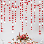 46 Ft Red Party Decorations Polka Dots Garlands Red and White Hanging Paper Circle Dots Streamer for Valentines Anniversary Birthday Graduation Wedding Christmas Holiday Bridal Shower Party Supplies