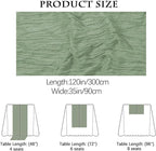 16PCS Sage Green Cheesecloth Boho Gauze Table Runner - 35x120Inch, Long, Rustic, Sheer for Wedding Party, Bridal Shower, Baby Table Decor