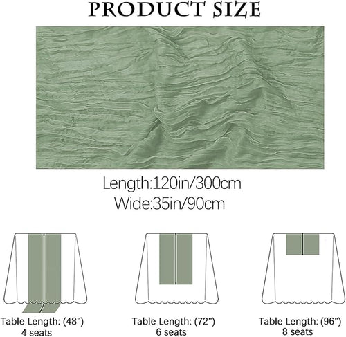 16PCS Sage Green Cheesecloth Boho Gauze Table Runner - 35x120Inch, Long, Rustic, Sheer for Wedding Party, Bridal Shower, Baby Table Decor